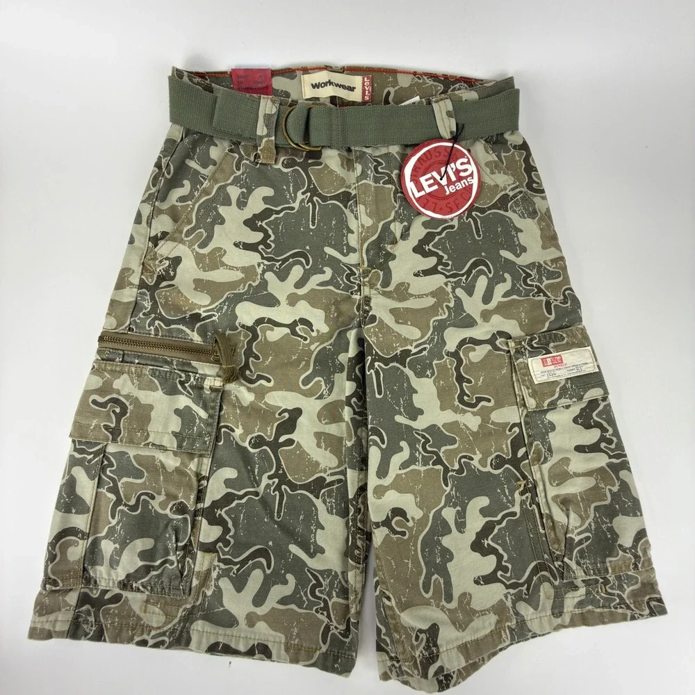 Levis Boys Size 12 Regular Camo Cargo Shorts Workwear NWT NOS 2000s Y2K